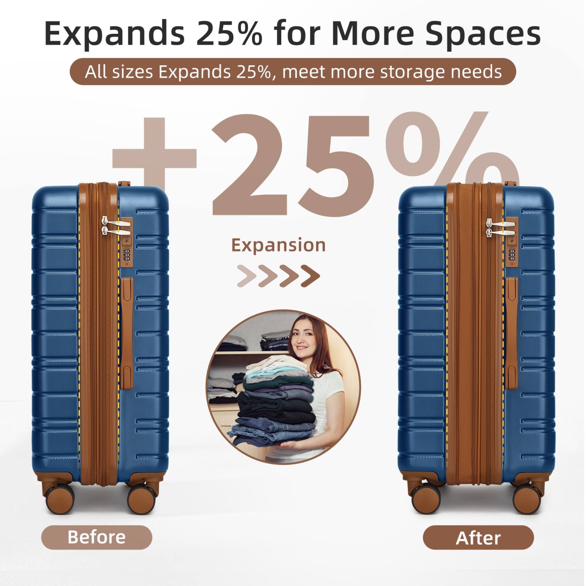 Expands 25% for More Spaces  
All sizes Expands 25%, meet more storage needs  

+25% Expansion  

Before  
After