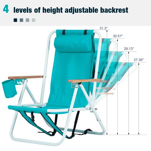4 levels of height adjustable backrest

31.3"  
30.51"  
29.13"  
27.36"
