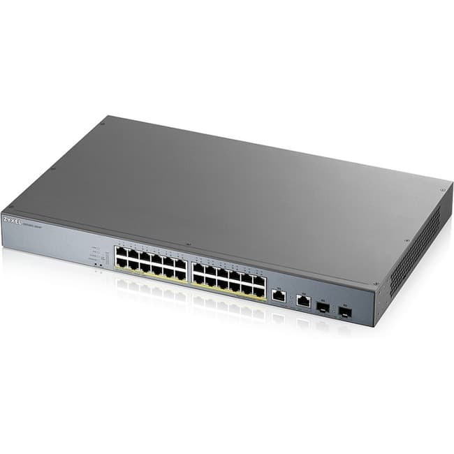 ZYXEL - GS1350-26HP 24-Port Gigabit Smart Nebula Cloud Managed PoE Switch | 24 PoE+ Ports at 375W with 2 SFP Uplinks - 24 - Unknown