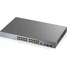 ZYXEL - GS1350-26HP 24-Port Gigabit Smart Nebula Cloud Managed PoE Switch | 24 PoE+ Ports at 375W with 2 SFP Uplinks - 24 - Unknown