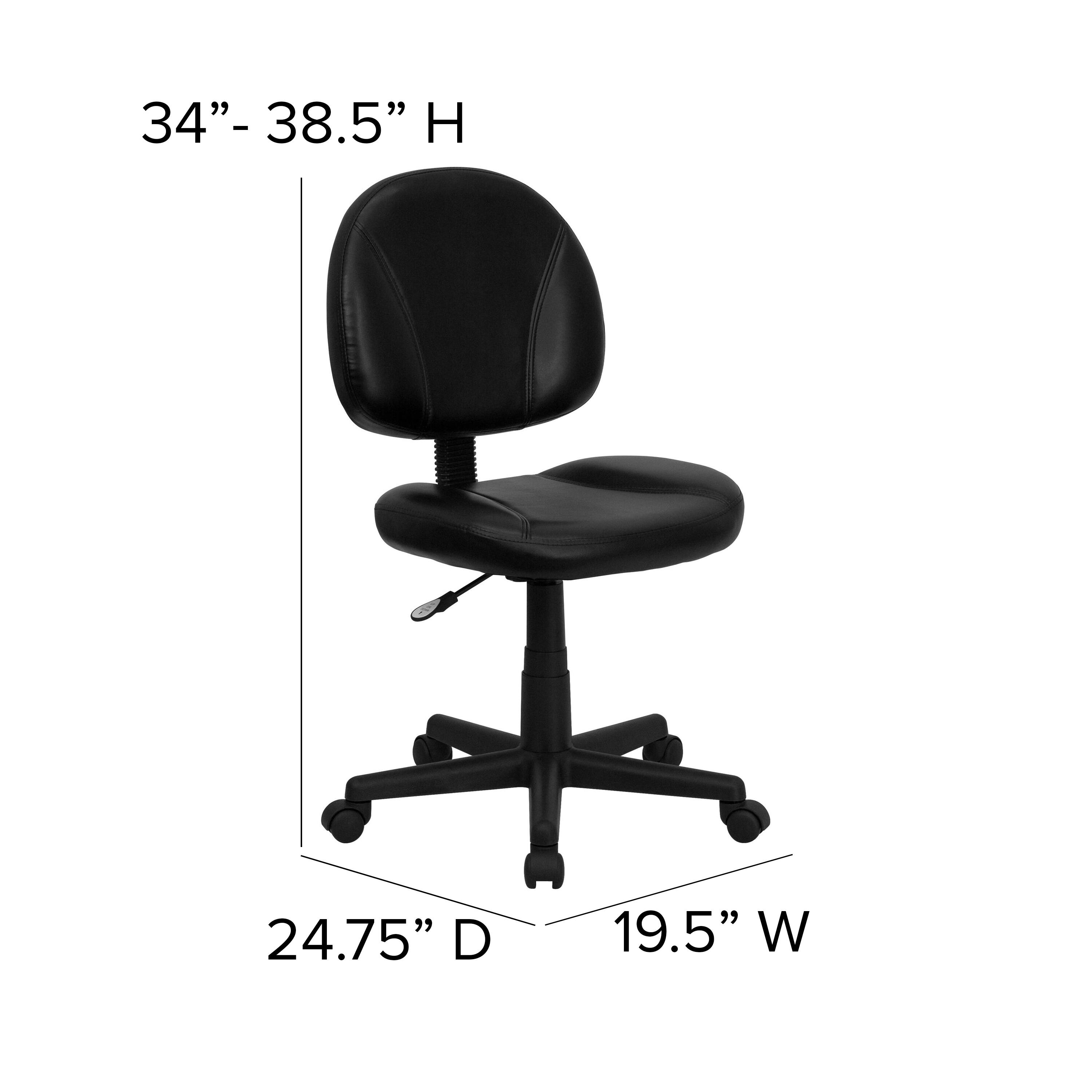 34" - 38.5" H  
24.75" D  
19.5" W
