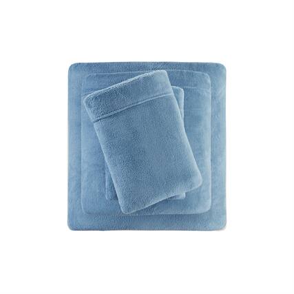 Front. Gracie Mills - Gracie Mills Dashiell Micro Plush Sheet Set - Blue.