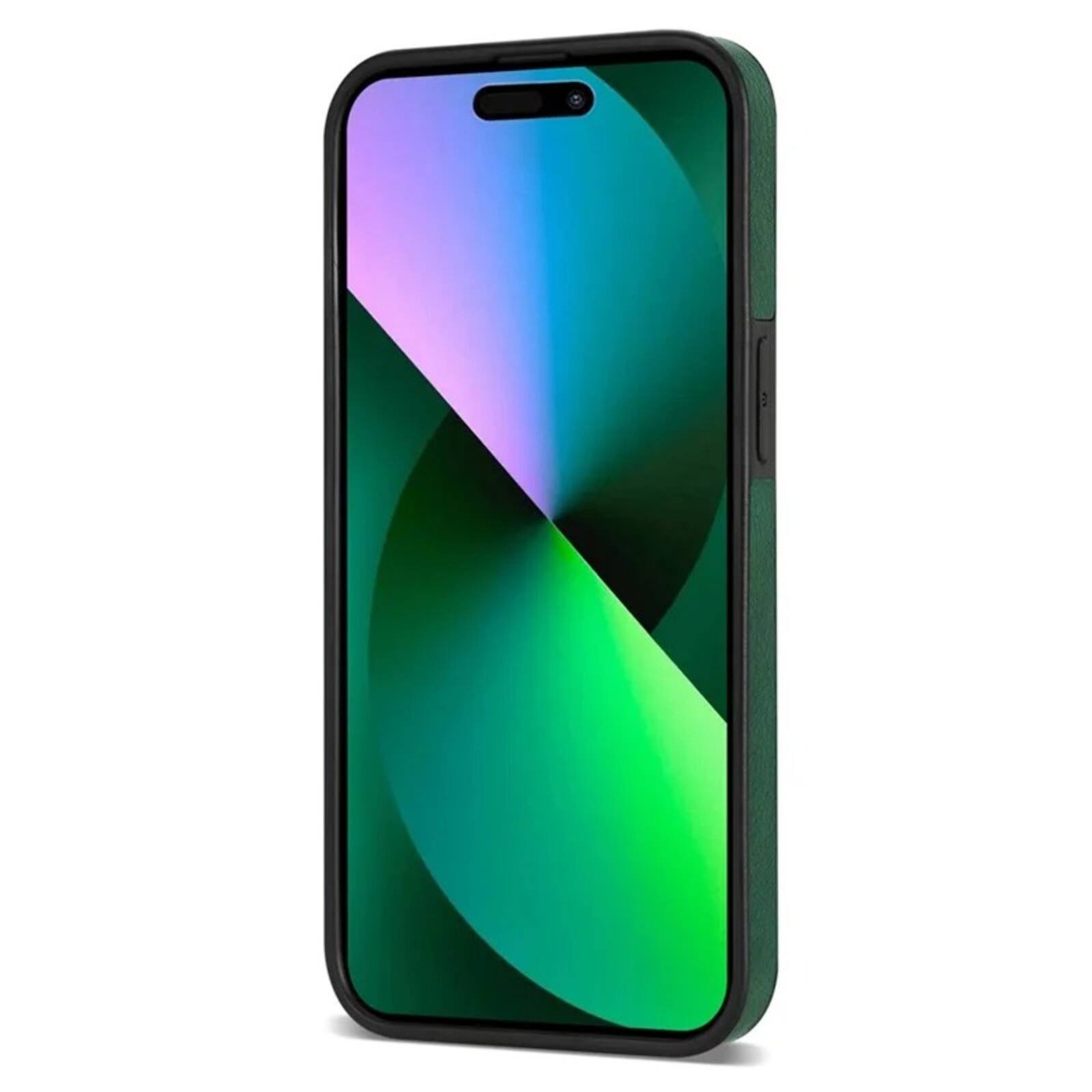 Left. UUCOVER - Wallet Case for Apple iPhone 16 Pro Max with Card Slots Holder, Zipper Pocket and Shoulder Strap, Flip Kickstand Cover - Green.
