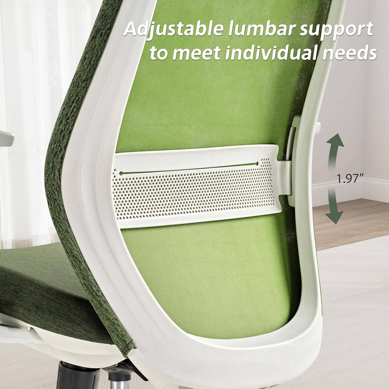 Adjustable lumbar support to meet individual needs  
1.97"