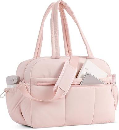 Front. Vulpecula Spade - Duffle Bag for Travel, Gym Bag , Puffer Tote Small Carry On Bag, 30L Duffle Weekender Bags - Pink.