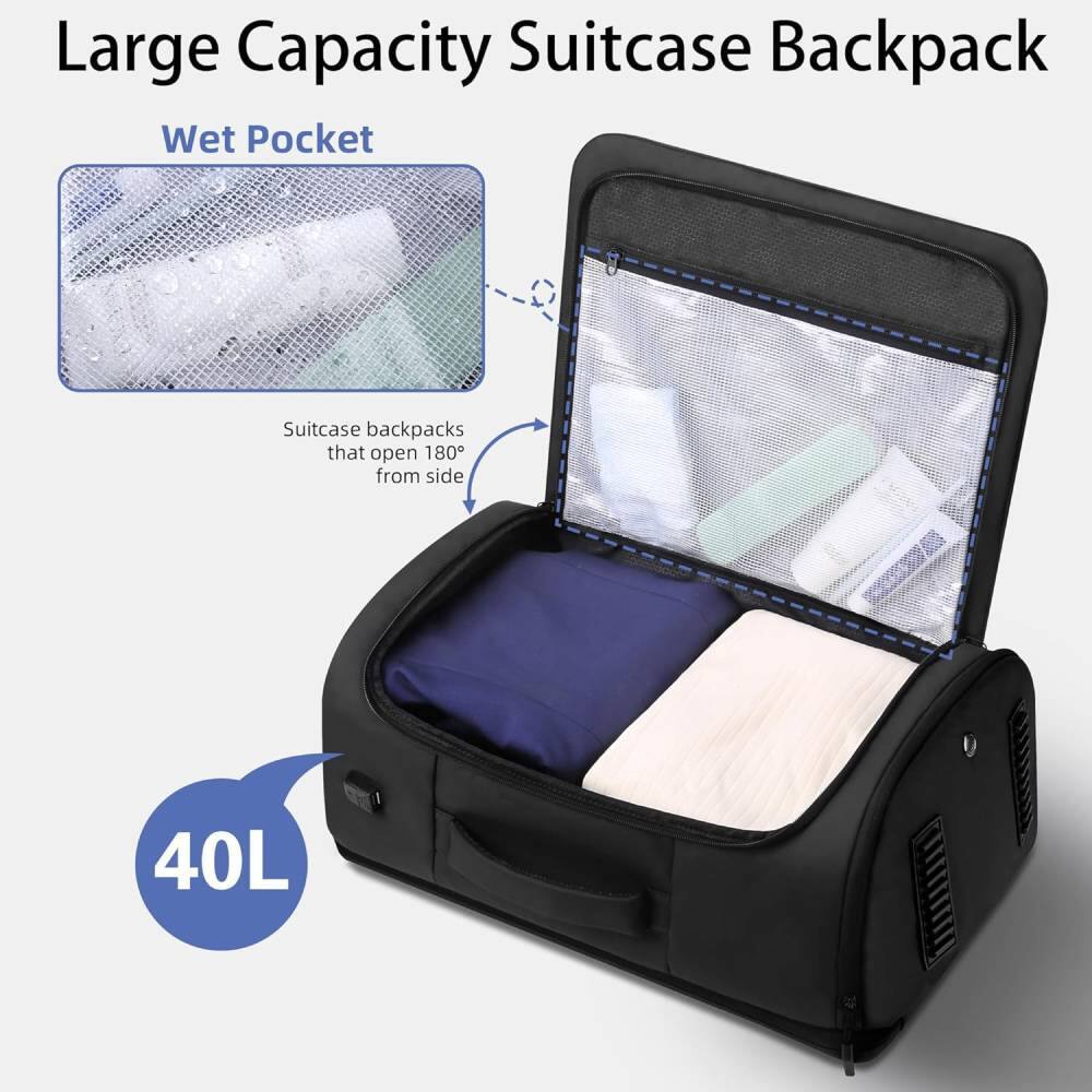 Large Capacity Suitcase Backpack

Wet Pocket

Suitcase backpacks that open 180° from side

40L