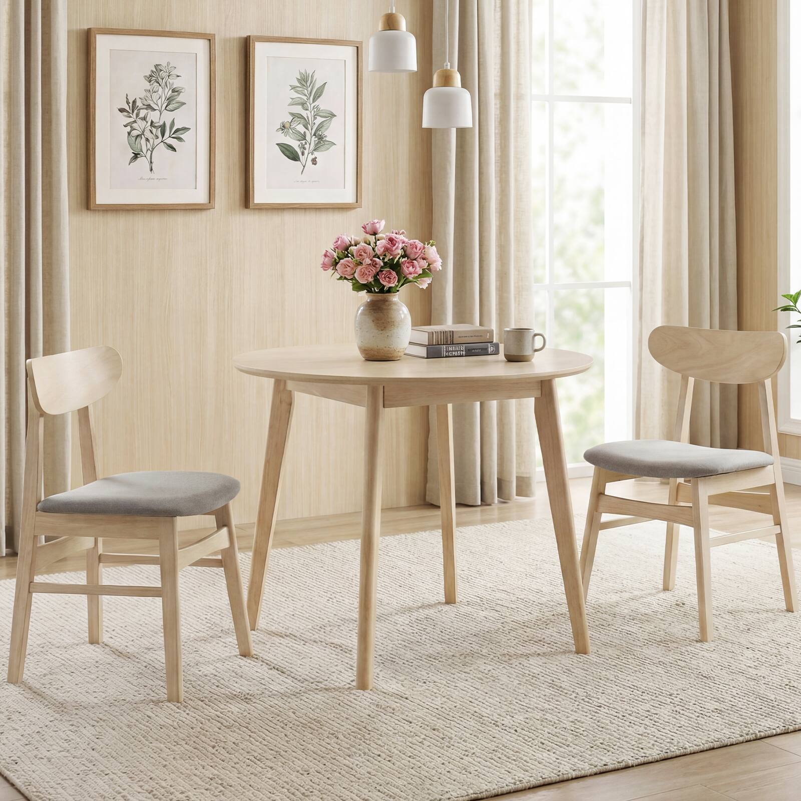 Alt View 3. Gymax - Gymax 2PCS Dining Chair Fabric Upholstered Kitchen Armless Chairs w/Rubber Wood Legs - Yellow.