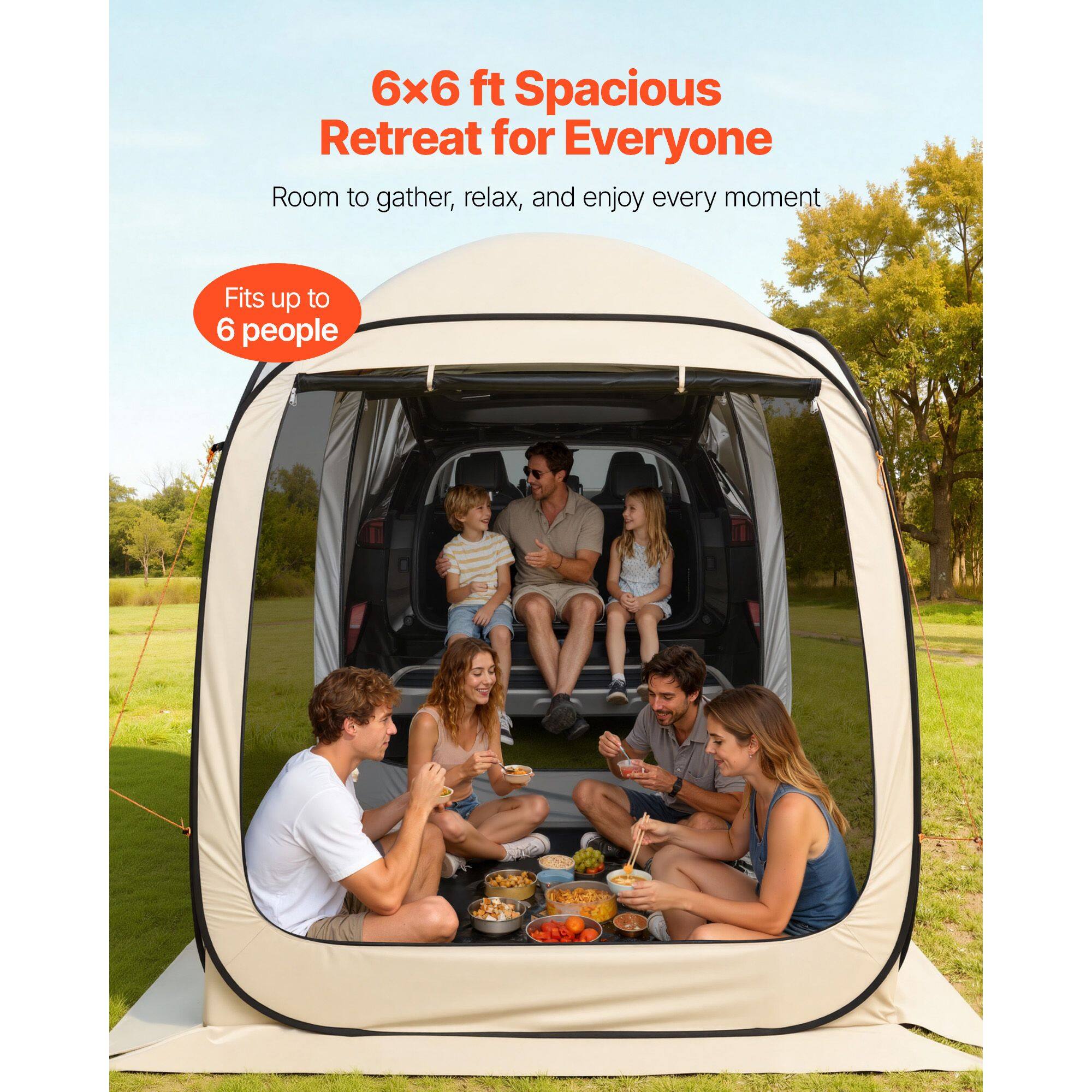 6x6 ft Spacious Retreat for Everyone  
Room to gather, relax, and enjoy every moment  
Fits up to 6 people