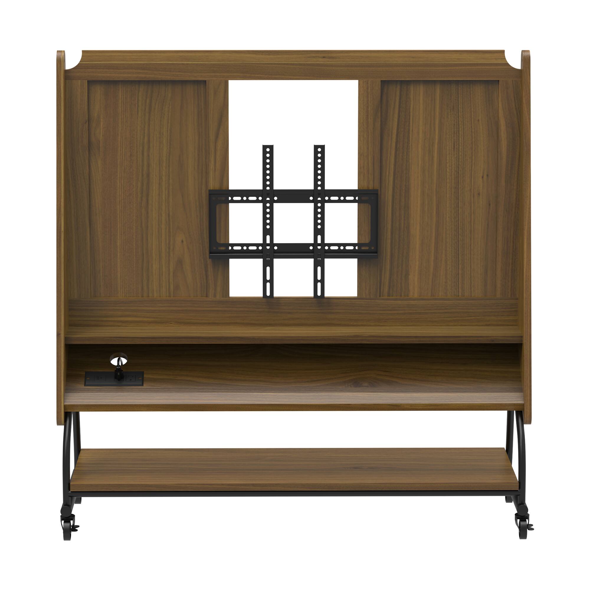 Angle. Spaco - Spaco Mobile TV Stand with Mount for 32-50 inch TVs, Power Outlets, Projector Screen and Locking Wheels - Walnut.