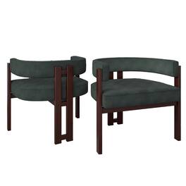 Ecooso - Set of 2 Modern Accent Chairs, Chenille Upholstered Armchairs with Open Back and 3-Leg Barrel Design - Emerald