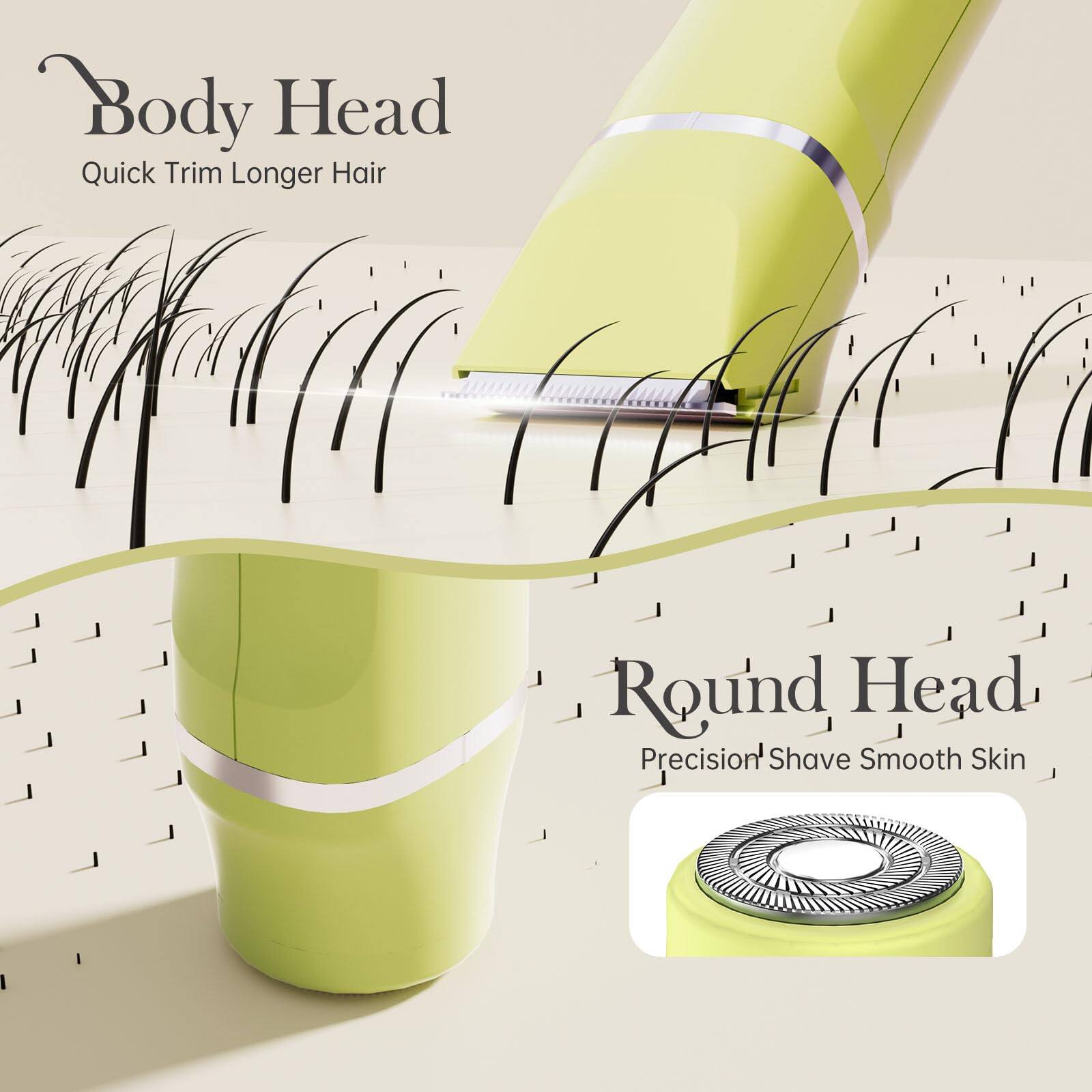 Body Head Quick Trim Longer Hair Round Head Precision Shave Smooth Skin