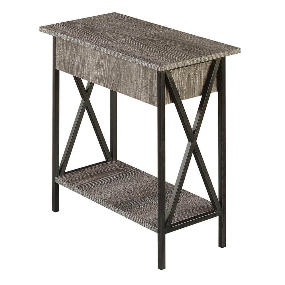 Convenience Concepts - Tucson Electric Flip Top Table - Weathered Gray/Black