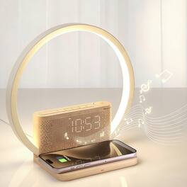 Dazzed Corner - Sunrise Alarm Clock Wireless Charger, 10 White Noise & Touch Night Light - Wood Grain