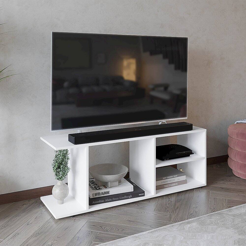 Alt View 3. TuHome - Goodwood Tv Stand White MDF - White.