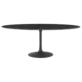 Lippa 78" Oval Faux Marble Dining Table by Modway - Black Black