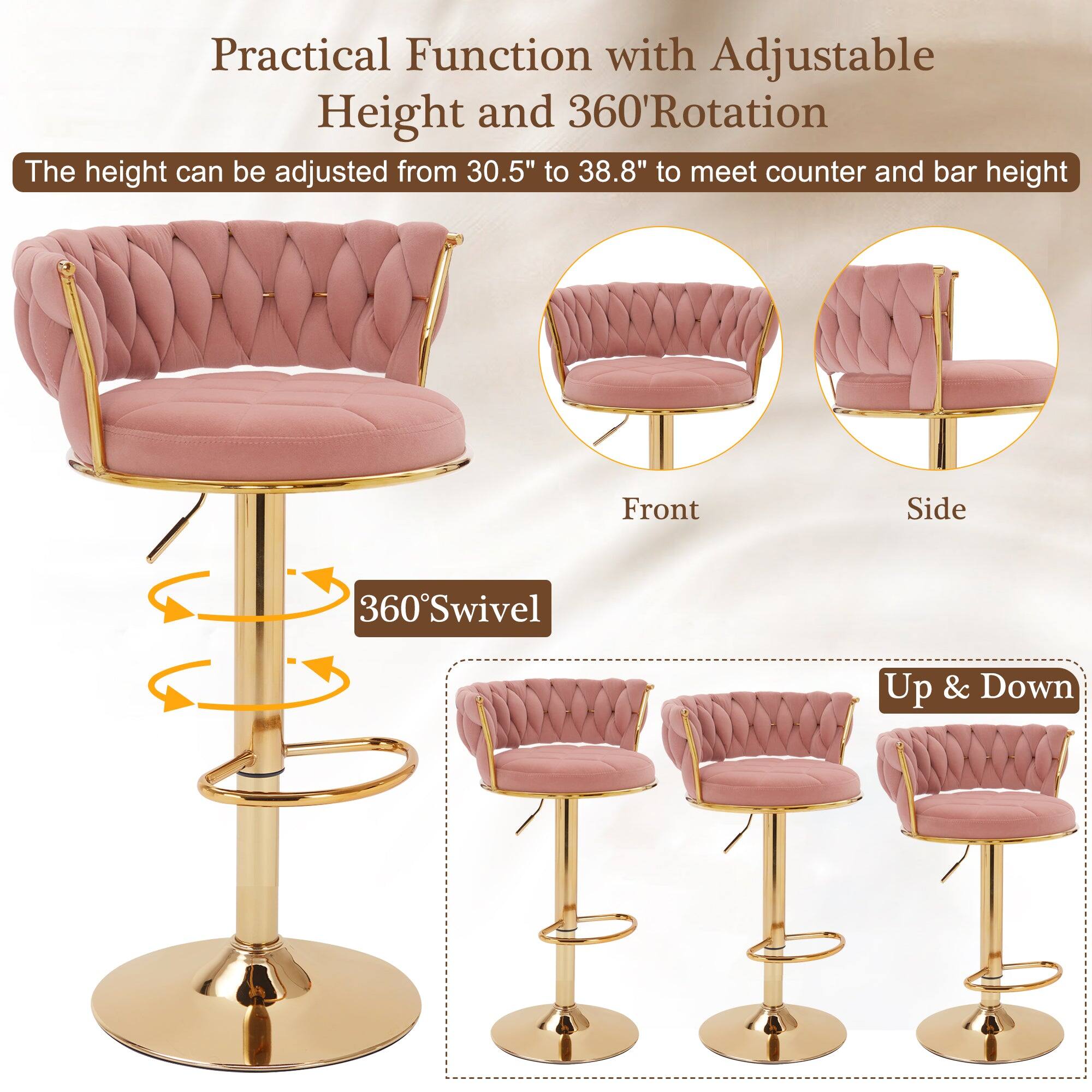 Practical Function with Adjustable Height and 360° Rotation

The height can be adjusted from 30.5" to 38.8" to meet counter and bar height

Front Side 360° Swivel Up & Down

360° Swivel