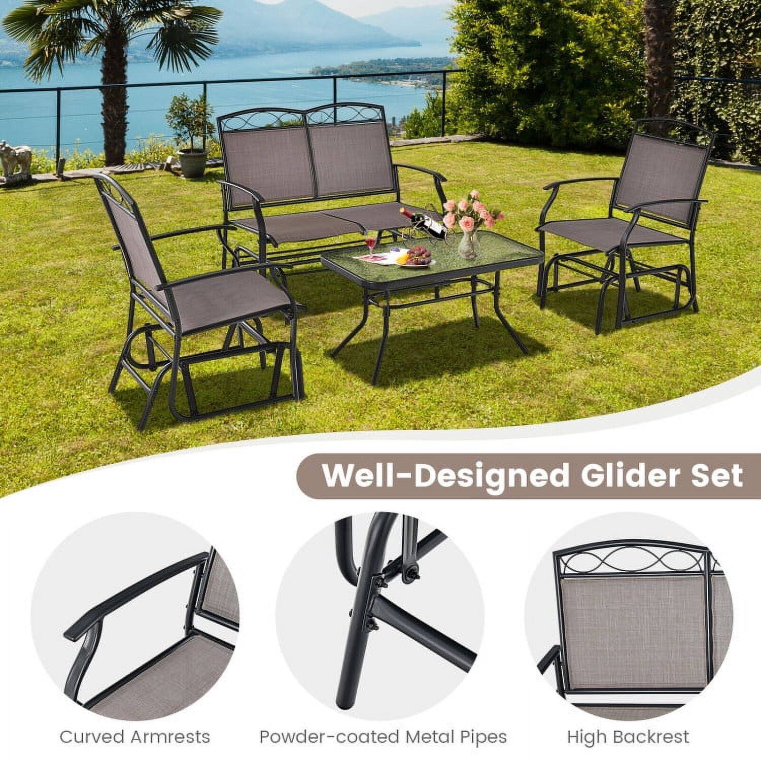 Well-Designed Glider Set  
Curved Armrests  
Powder-coated Metal Pipes  
High Backrest