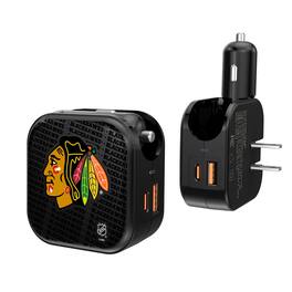 Keyscaper - Chicago Blackhawks Team Logo Dual Port USB Car & Home Charger - Multicolor