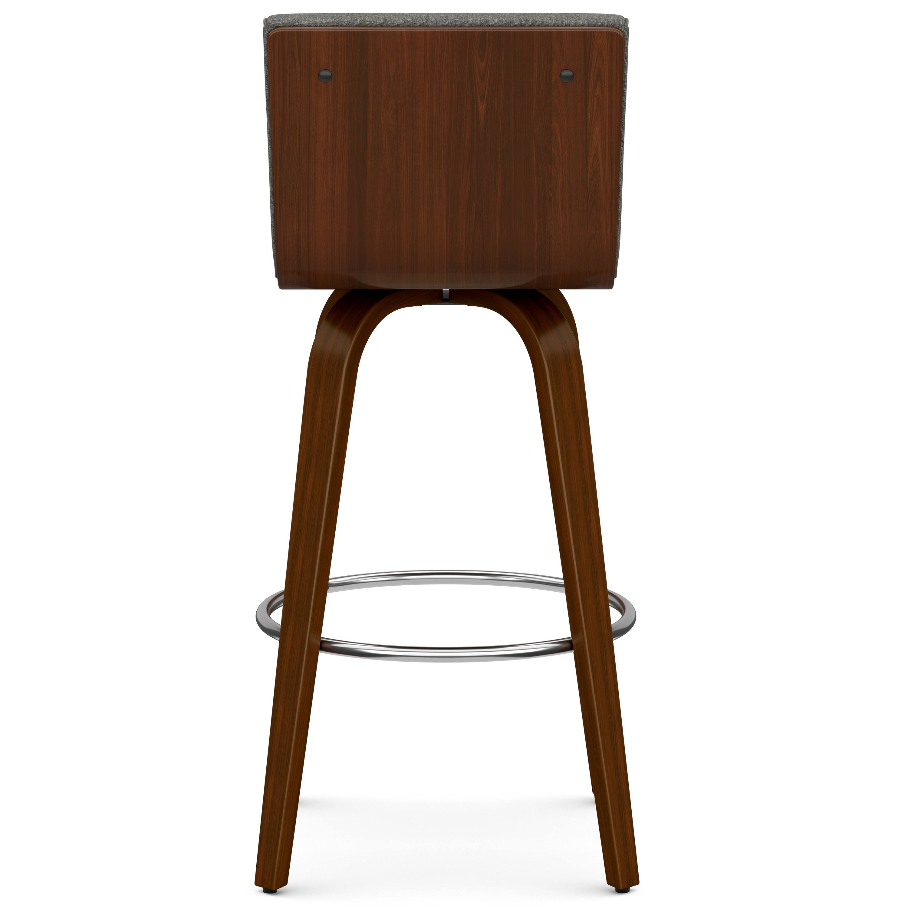 Alt View 1. Simpli Home - Roland Mid Century Modern 28 inch Swivel Bar Stool in Grey Linen Look Fabric - Grey.