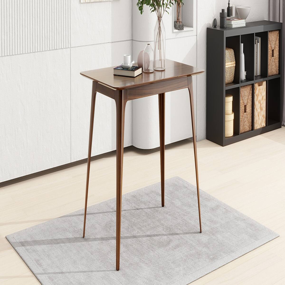 Alt View 10. Loheer - Loheer Mid Century Modern Dining Table, Walnut Rectangular Table with Splayed Legs - Walnut.