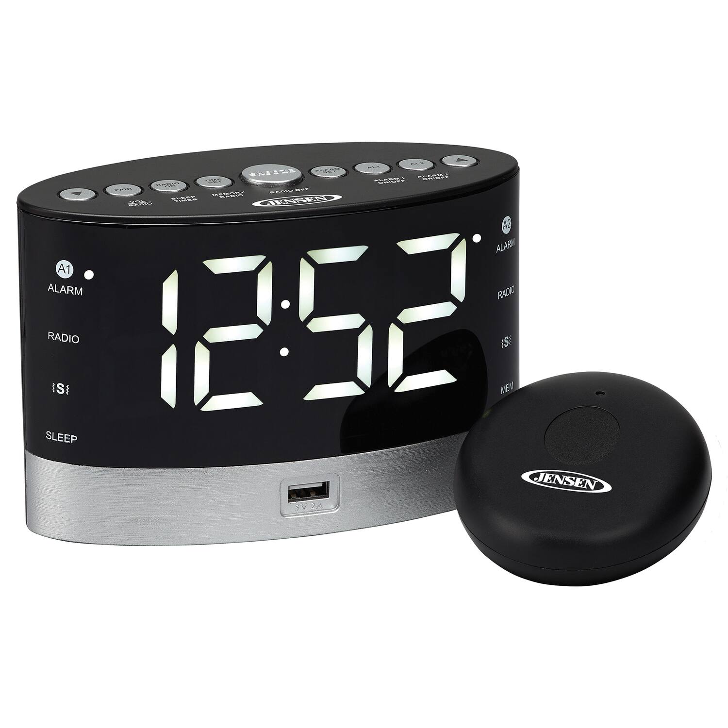 Jensen - JCR-255 0.6-Watt AM/FM Dual-Alarm Digital Clock Radio with Under-Pillow Vibrator - Black price history on PriceWatchPro