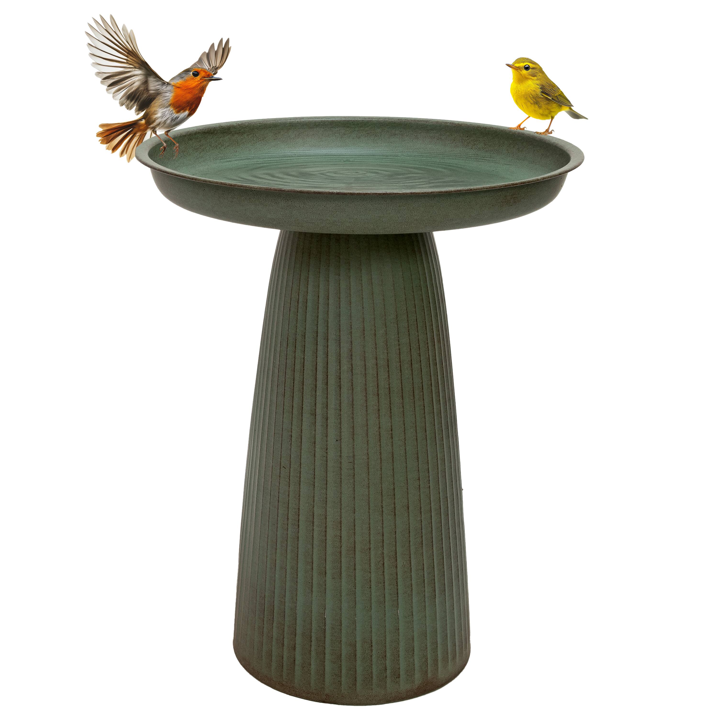Alt View 10. Sunnydaze - Gleeful Garden Metal Outdoor Bird Bath - Green.