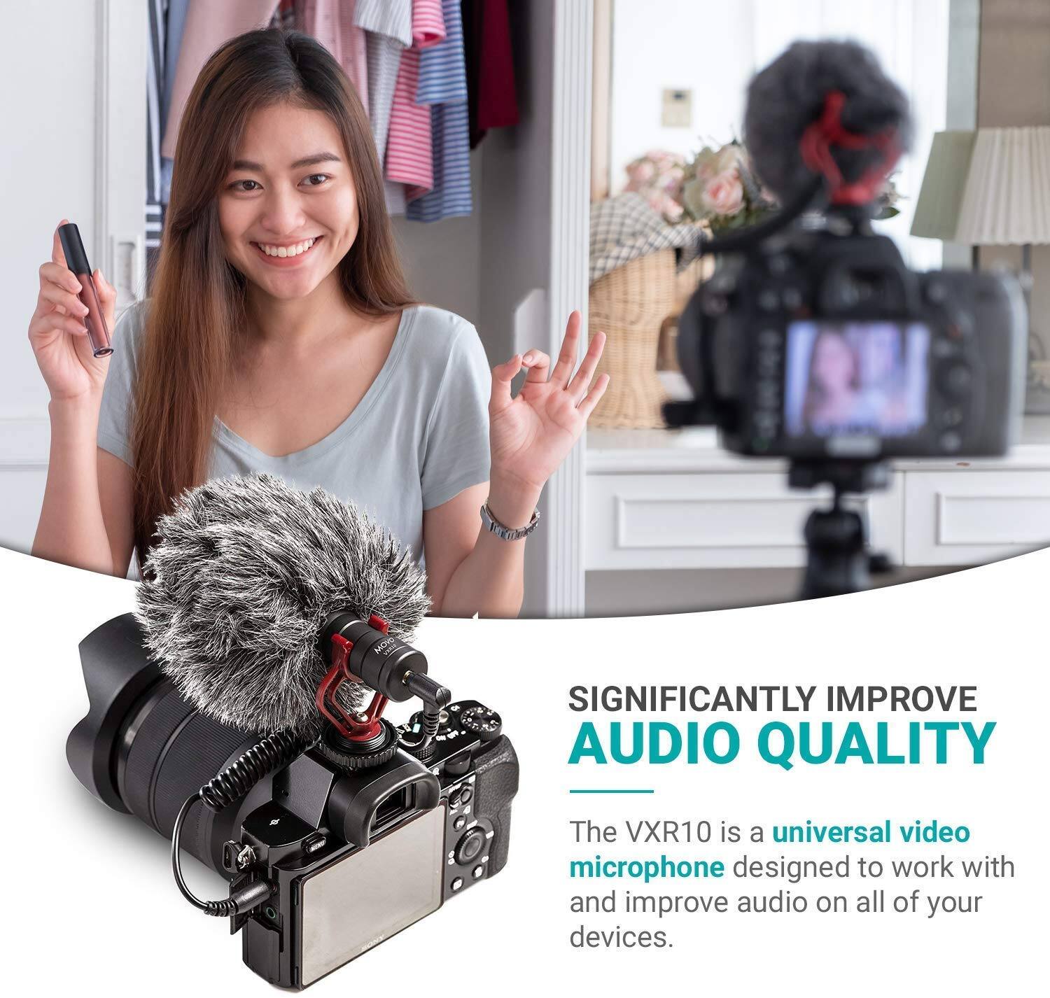 SIGNIFICANTLY IMPROVE AUDIO QUALITY

The VXR10 is a universal video microphone designed to work with and improve audio on all of your devices.