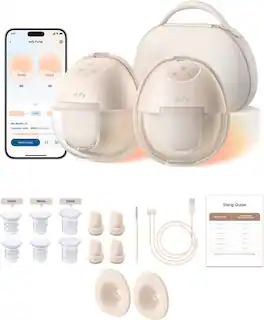 eufy - Heated Wearable Breast Pump S1 Pro With Original 24mm Flange (2-Pack), Hands‑Free Breast Pump in‑Bra Use, HeatFlow™ Tech - Brown