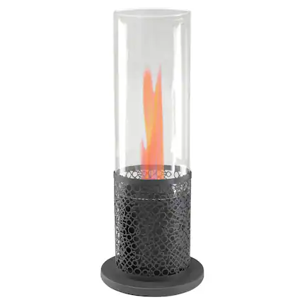 Front. Northlight - Bio Ethanol Round Portable Fireplace Decorative Base - 19.75" - Black - Black.