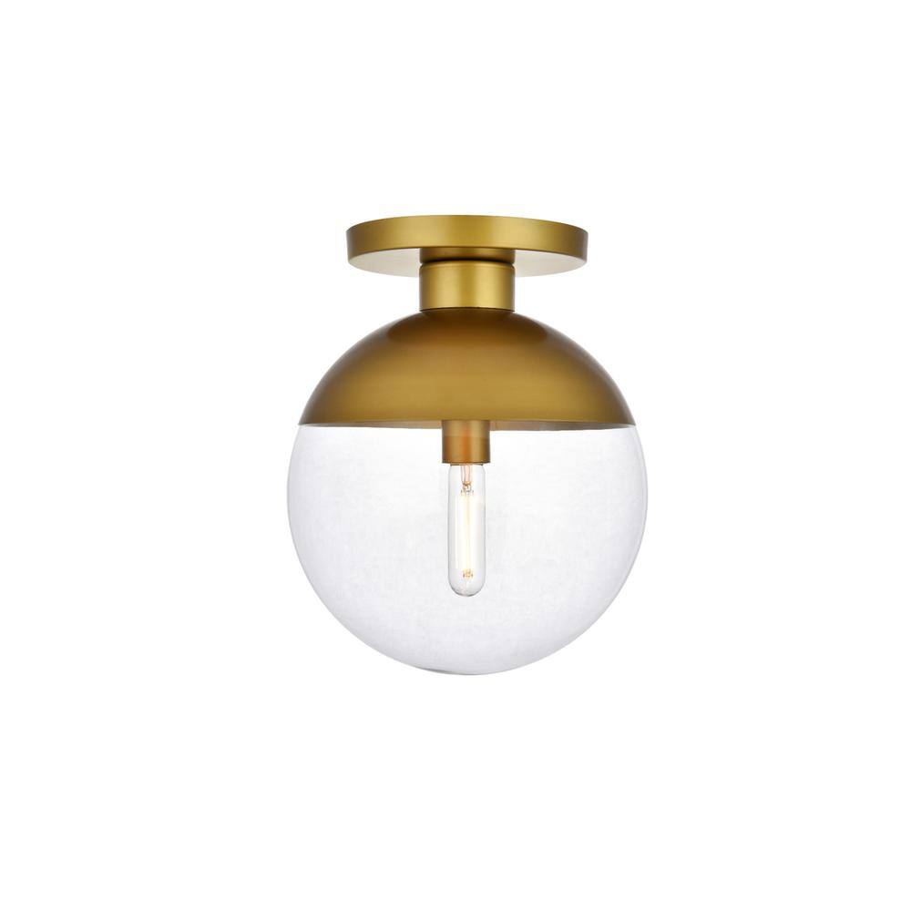 Alt View 3. Living District - Eclipse 1 Light Brass Flush Mount With Clear Glass - Brass And Clear.