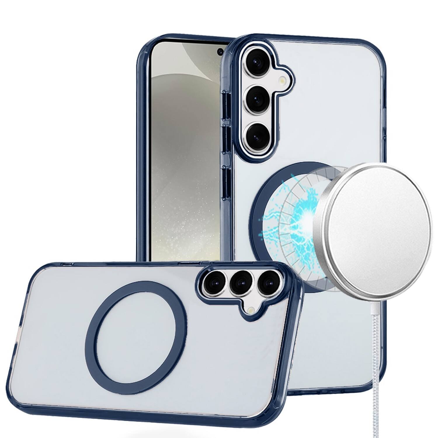 Alt View 6. Equipd - Case for Galaxy S24 Plus (6.7") MagSafe Compatible, Acrylic Back w/ TPU Frame Transparent Slim Magnetic Protective Cover - Blue.