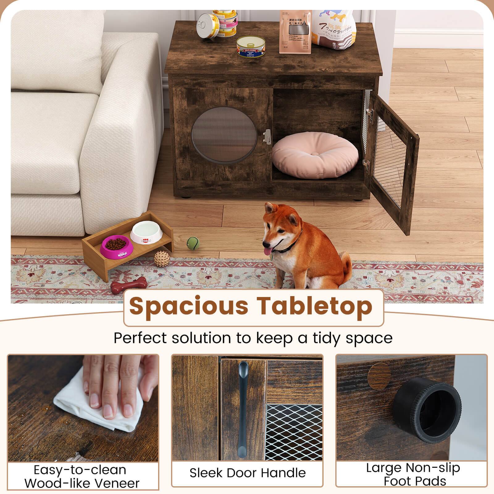 - Spacious Tabletop
  - Perfect solution to keep a tidy space

- Easy-to-clean Wood-like Veneer

- Sleek Door Handle

- Large Non-slip Foot Pads