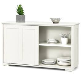 Ecooso - Sliding Door Kitchen Storage Cupboard, Wood Buffet Sideboard Console with Adjustable Shelf - White