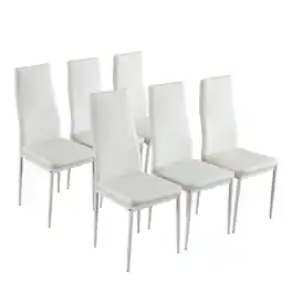 Winado - Set of 6 PU Leather Breakfast Furniture Dining Room Chairs Kitchen Chairs PU Leather Breakfast Furniture,300lbs Capacity - White