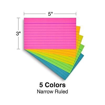 5" x 3"  
5 Colors  
Narrow Ruled