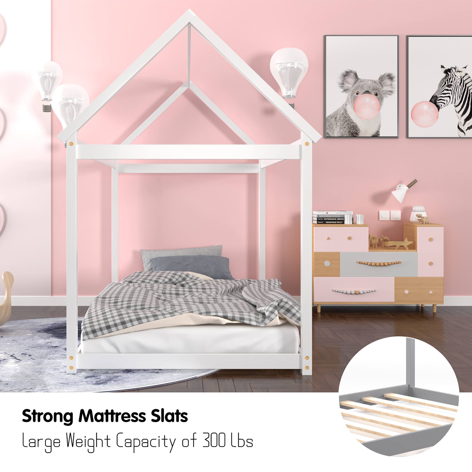 Strong Mattress Slats  
Large Weight Capacity of 300 lbs