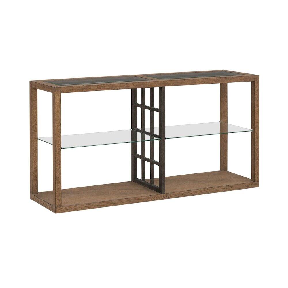 Front. Liberty Furniture Industries - Bayhill Trellis Sofa Table for Living Room - Honey w/ Black Metal Accents - Honey W/ Black Metal Accents.