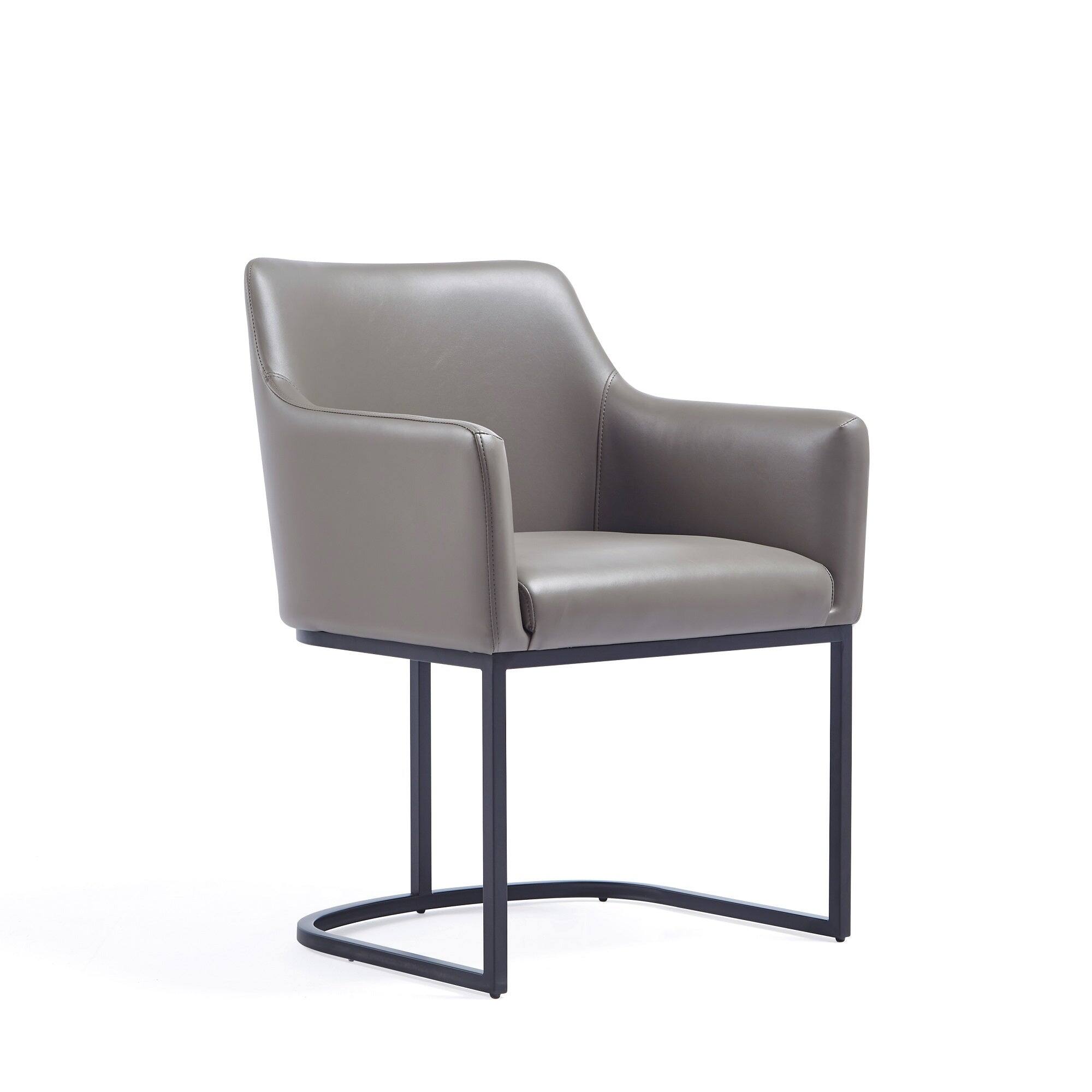 Manhattan Comfort Serena Modern Metal Vegan Leather Dining Chair with ...