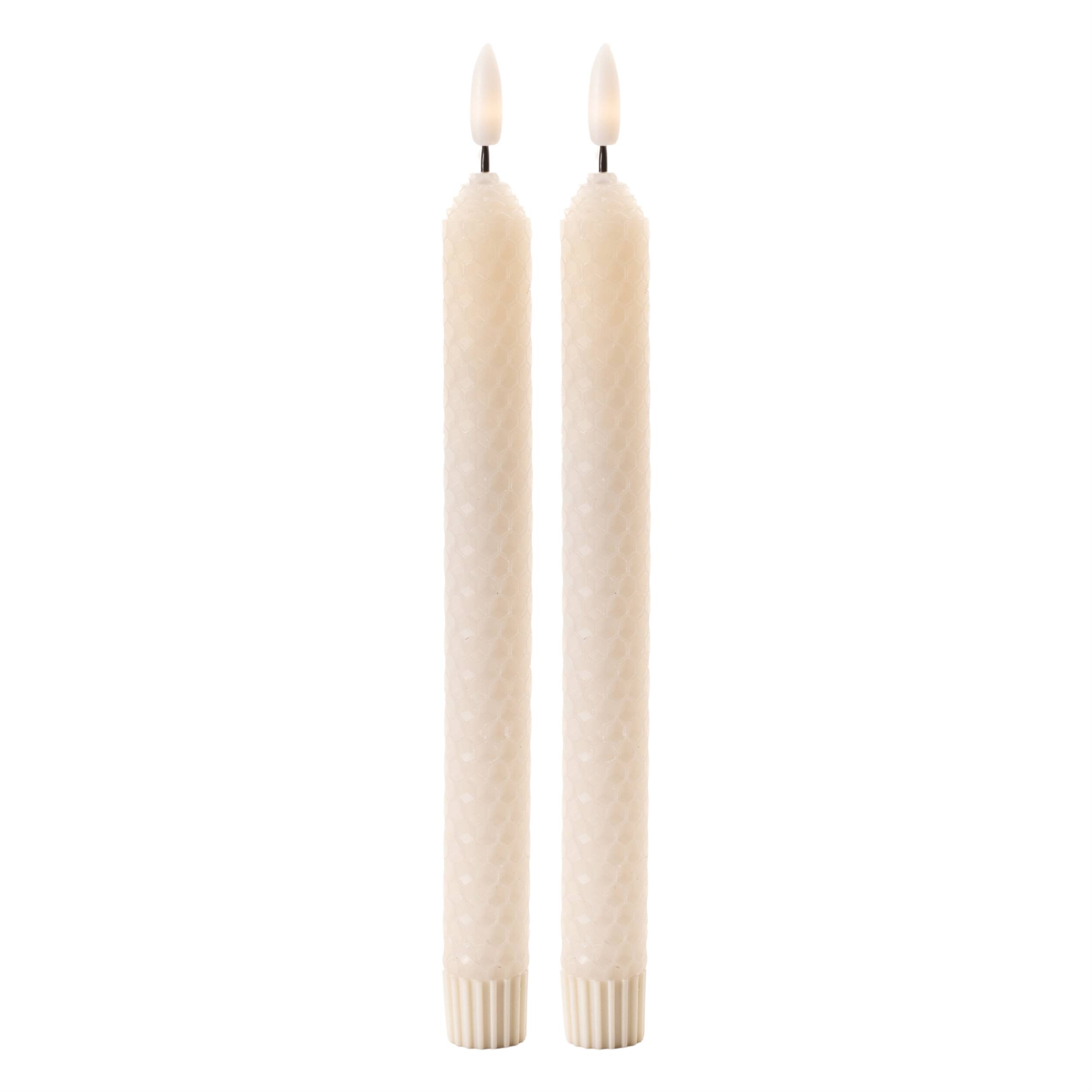 BreeBe - FIA Wick Beige Textured Taper Candle (Set of 2) - White