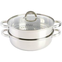 Oster - Sangerfield 3 Piece 11 Inch Stainless Steel Everyday Pan with Steamer and Lid - Silver