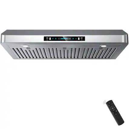 Front. ZJKLA - ZJKLA - 36 inches - Externally Vented - Under cabinet Range Hood - Stainless Steel - Stainless steel.