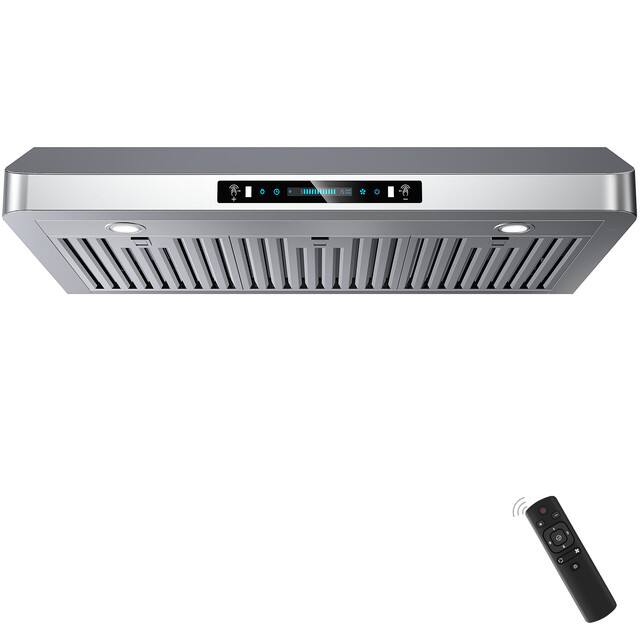 Front. ZJKLA - ZJKLA - 36 inches - Externally Vented - Under cabinet Range Hood - Stainless Steel - Stainless steel.