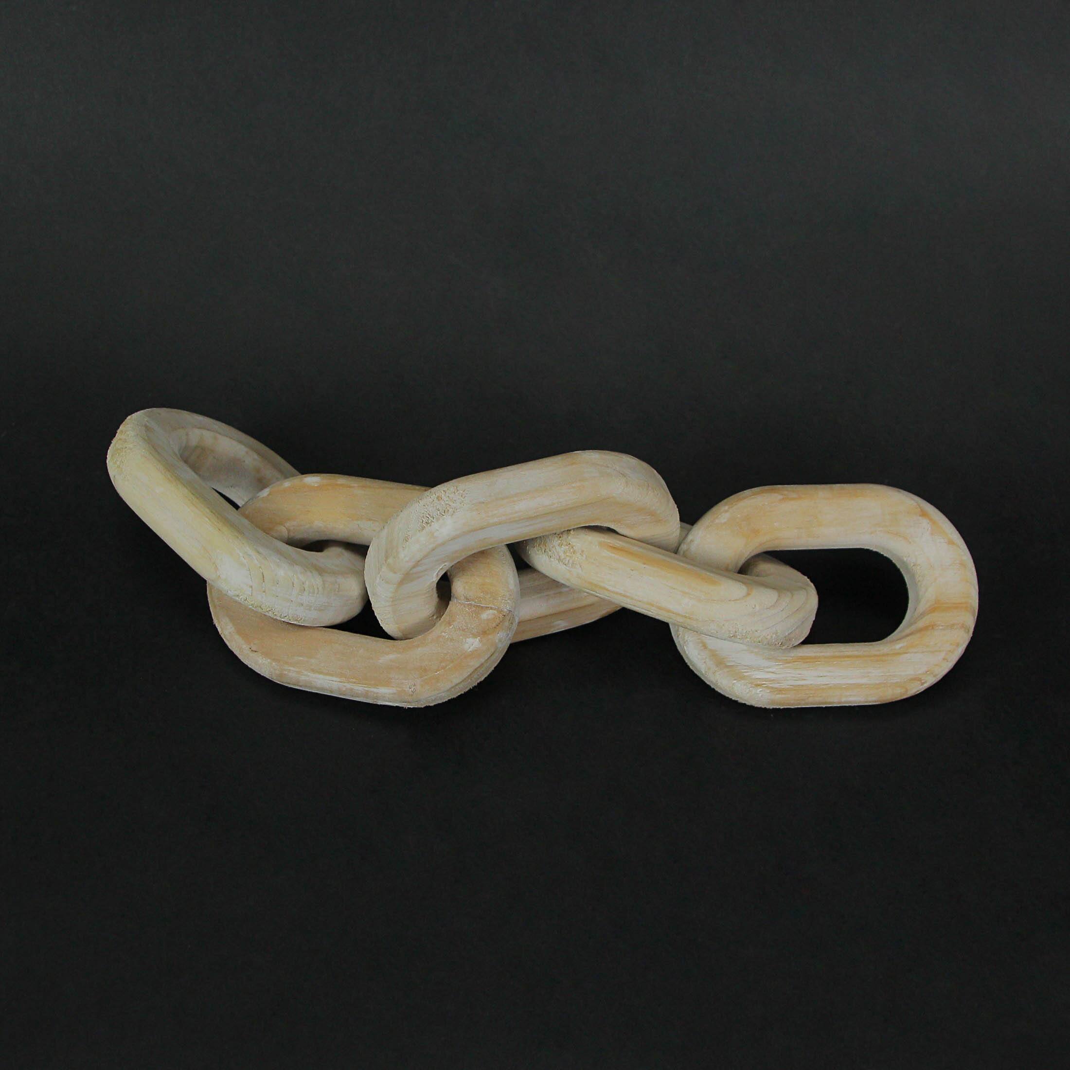 Alt View 2. Audrey's - 13 Inch Wood Chain Link Home Decor Sculpture Decorative Rustic Farmhouse Accent - Brown.