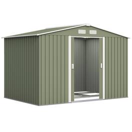 Outsunny - 9' x 6' Outdoor Storage Shed, Garden Tool Metal Shed with Foundation Kit, Double Lockable Door