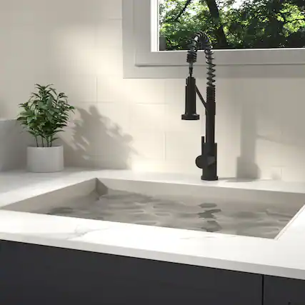 Front. Siljoy - Bothwa Home CUPC Certified 19" Single Handle Kitchen Faucet (Matt Black Finish) - Matt Black.