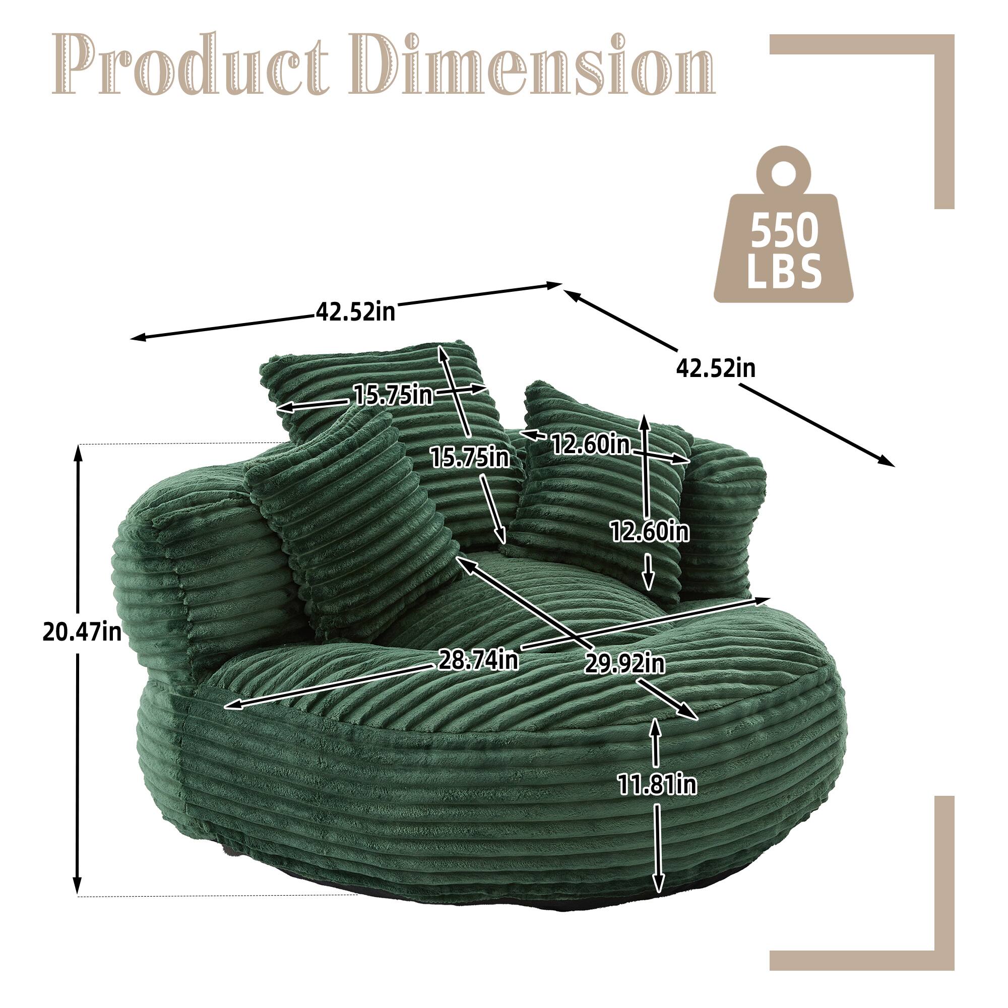 Product Dimension:  
42.52in x 15.75in x 12.60in x 20.47in x 28.74in x 29.92in x 11.81in  
Weight: 550 LBS