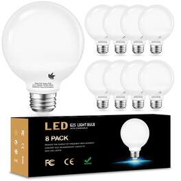 TECH SAFARI - pack G Led Globe Light Bulbs For Bathroom k Daylight E Base Vanity w Incandescent Equivalent w Round Bulb - 4000k Daylight 8 Count(Pack of 1)