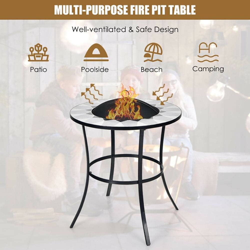MULTI-PURPOSE FIRE PIT TABLE  
Well-ventilated & Safe Design  
Patio  
Poolside  
Beach  
Camping