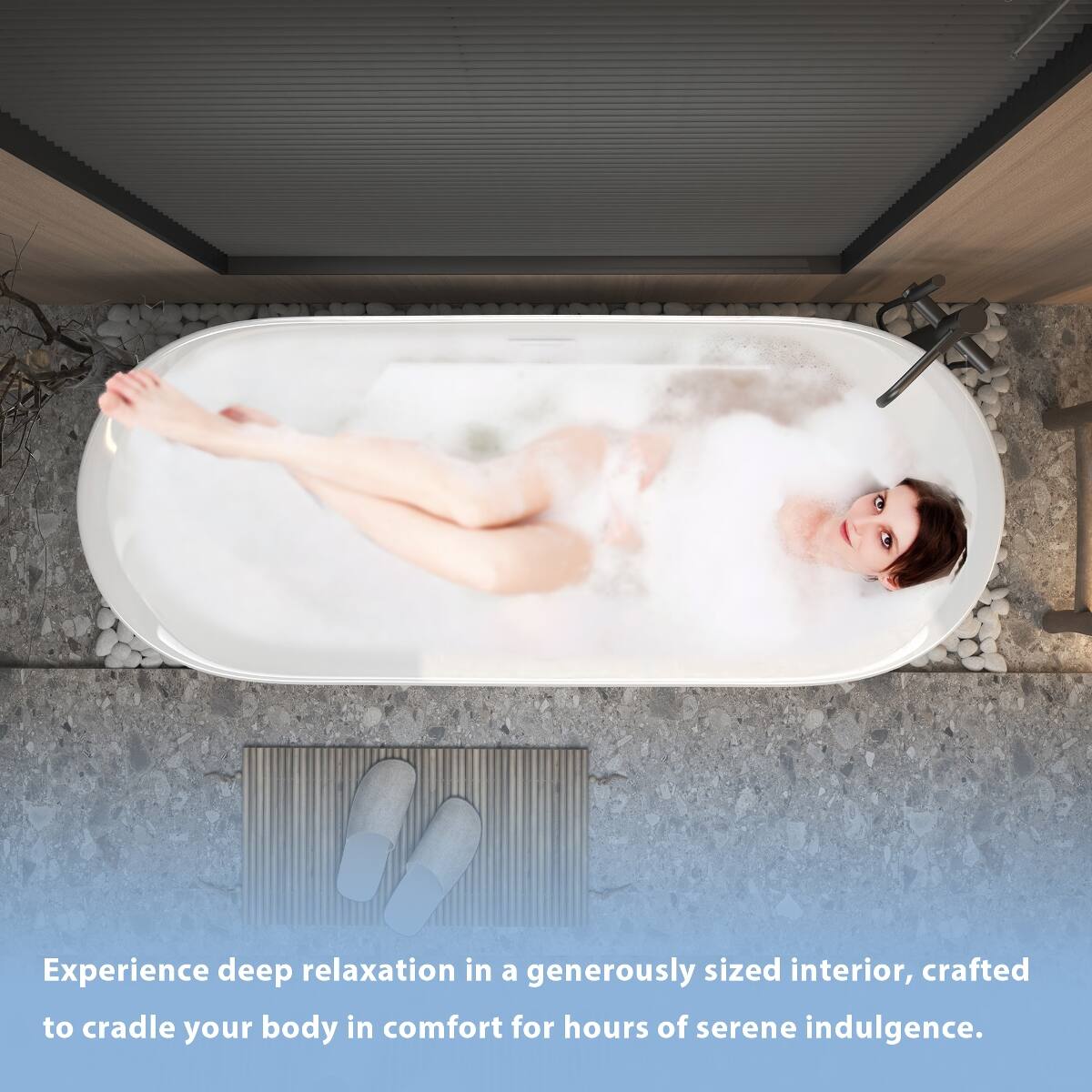 Experience deep relaxation in a generously sized interior, crafted to cradle your body in comfort for hours of serene indulgence.