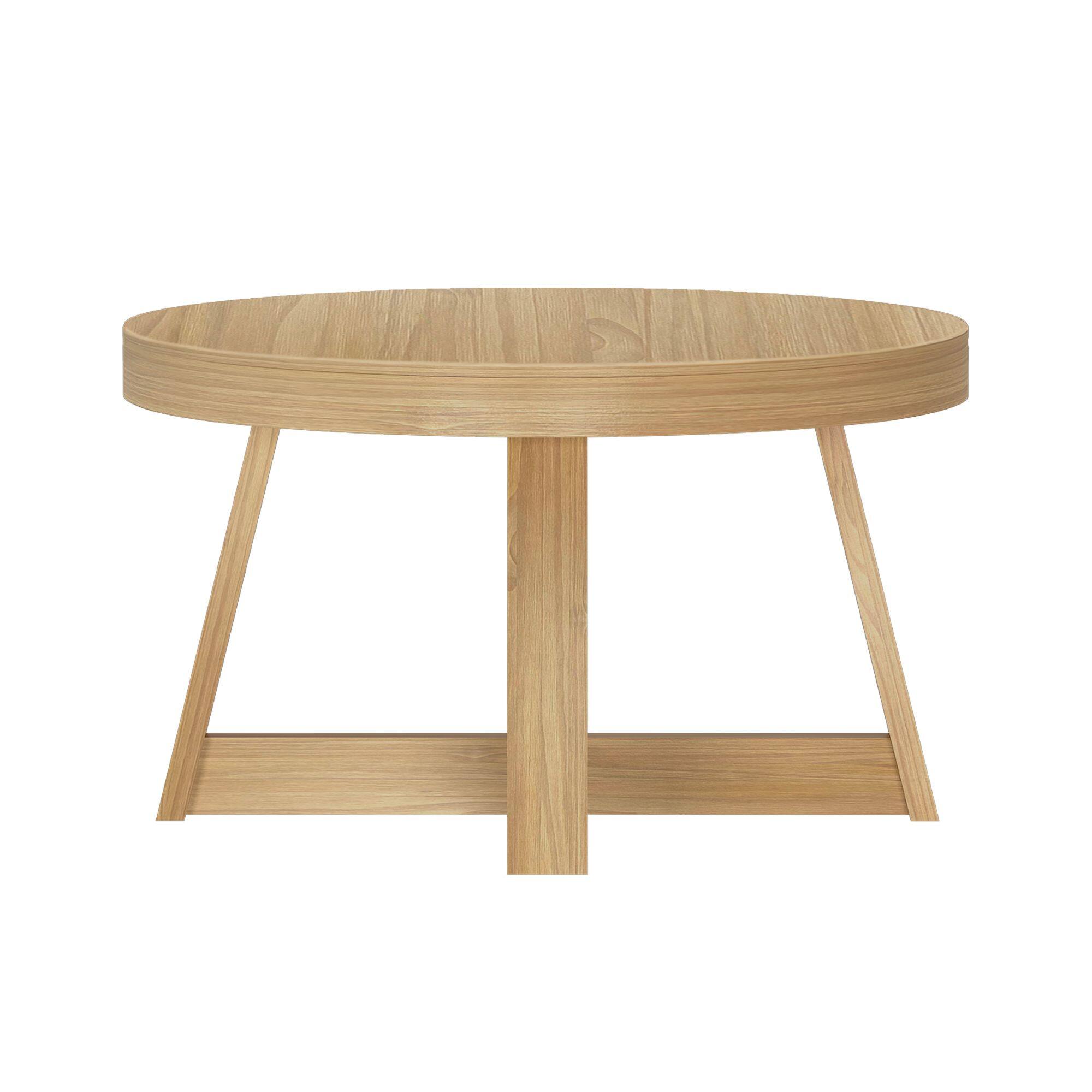 Alt View 3. Plank+Beam - Classic Round Coffee Table (30in x 30in / 760mm x 760mm), Blonde Wirebrush - Blonde Wirebrush.